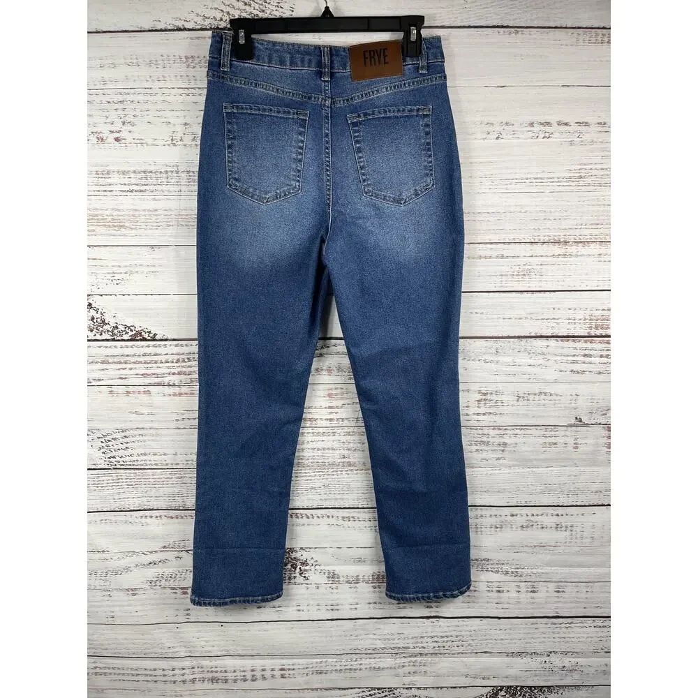 Frye Jeans Womens 4/27 Blue High Rise Slim Straight Stretch Denim Pants - Picture 10 of 12